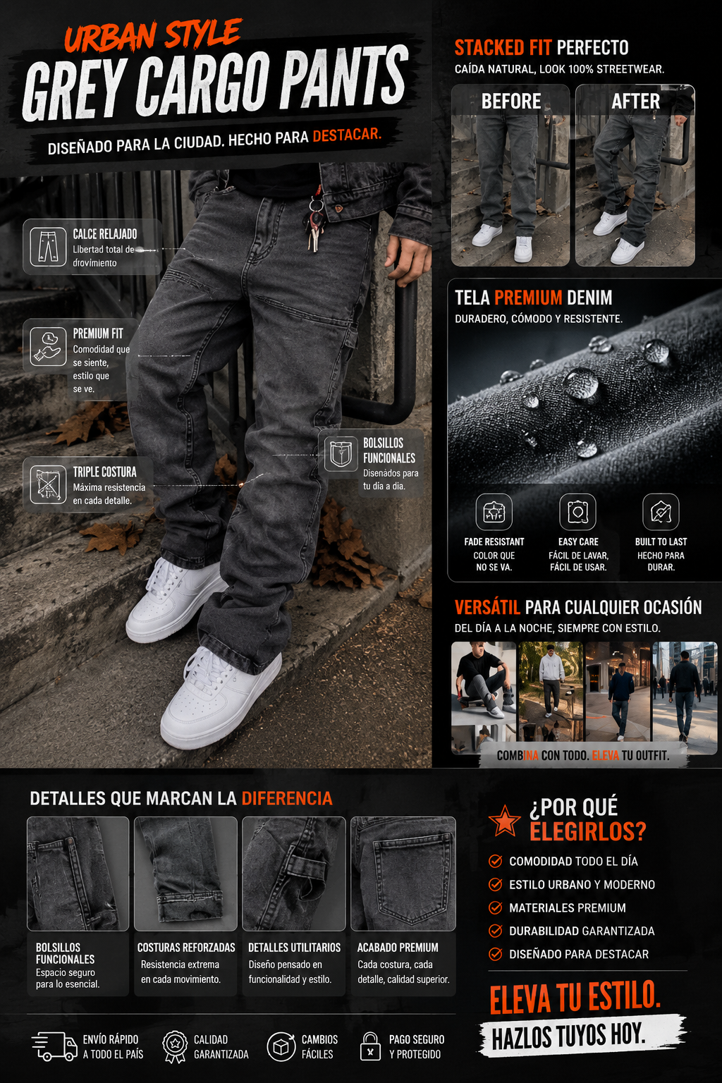 OBSIDIAN™ Cargo Jeans streetwear