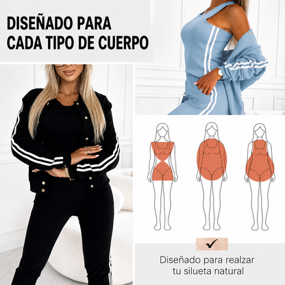 Conjunto informal de 3 piezas para mujer: chaqueta, camiseta de tirantes y pantalón.