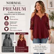 Top de encaje para mujer con hombros descubiertos y cremallera.
