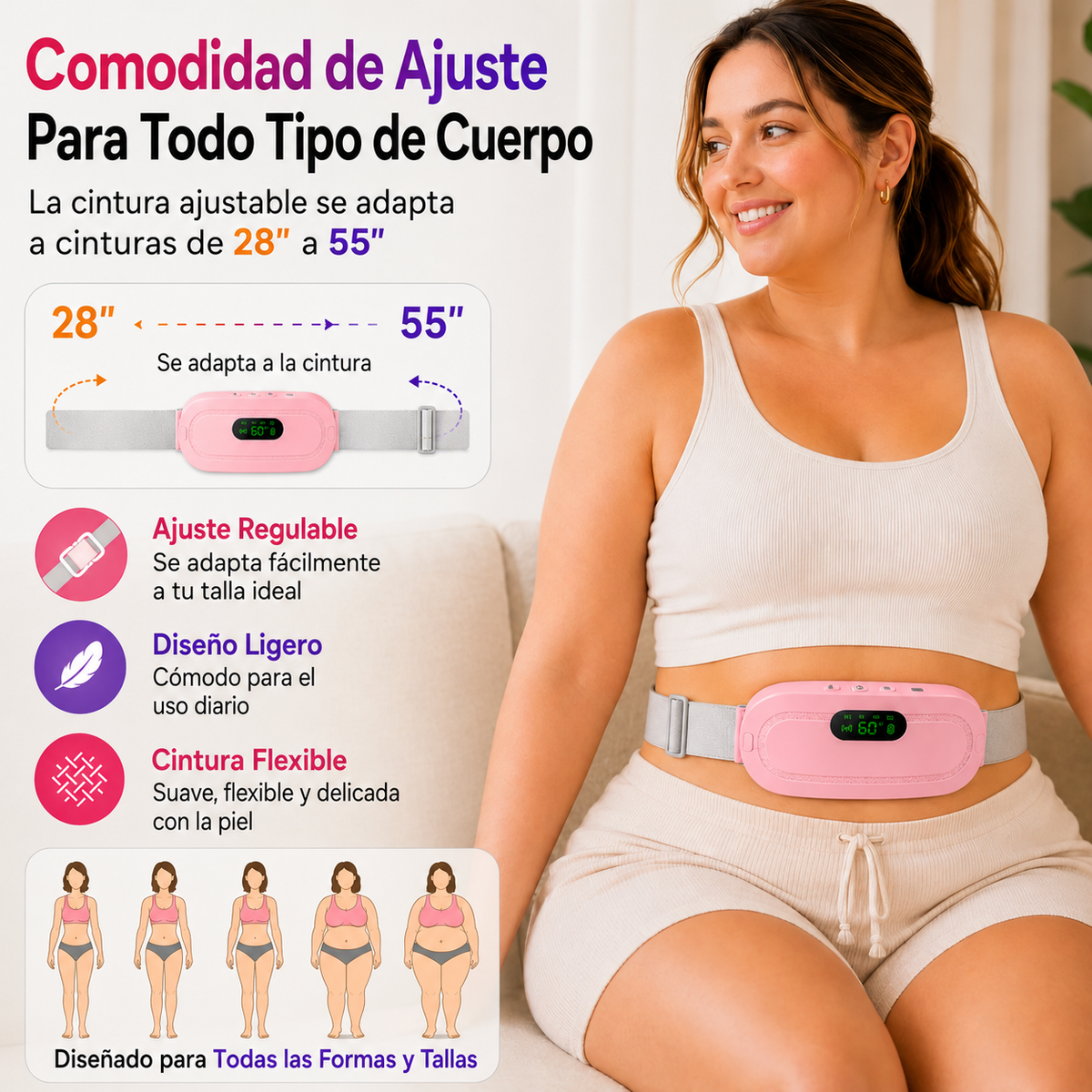 💝 ¡El regalo perfecto para ella! Cinturón de masaje y calor para el ciclo menstrual