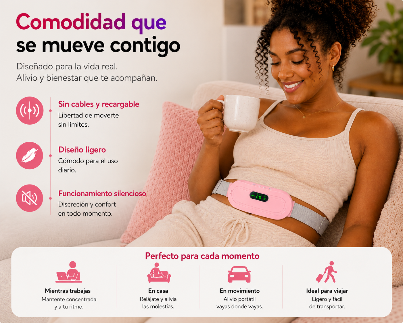 💝 ¡El regalo perfecto para ella! Cinturón de masaje y calor para el ciclo menstrual