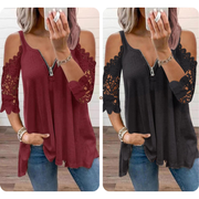 Top de encaje para mujer con hombros descubiertos y cremallera.