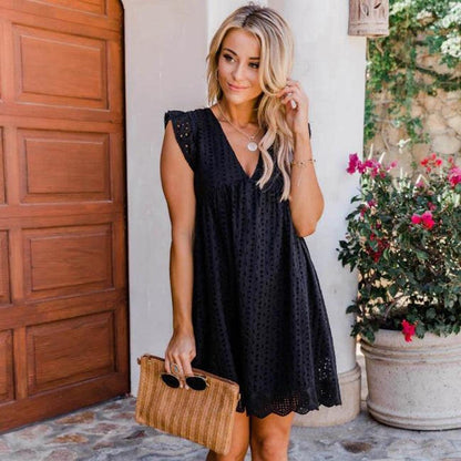 Vestido bohemio con bolsillos y pantalones cortos incorporados